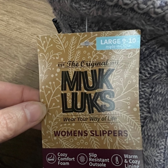 NWT MUK LUKS Leigh Cable Knit Women's Pull on Slipper Bootie Purple Sz L - Picture 6 of 12